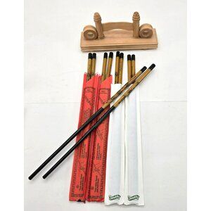 Set Of 5 Bamboo Chopsticks With Wooden Rest Holder je180